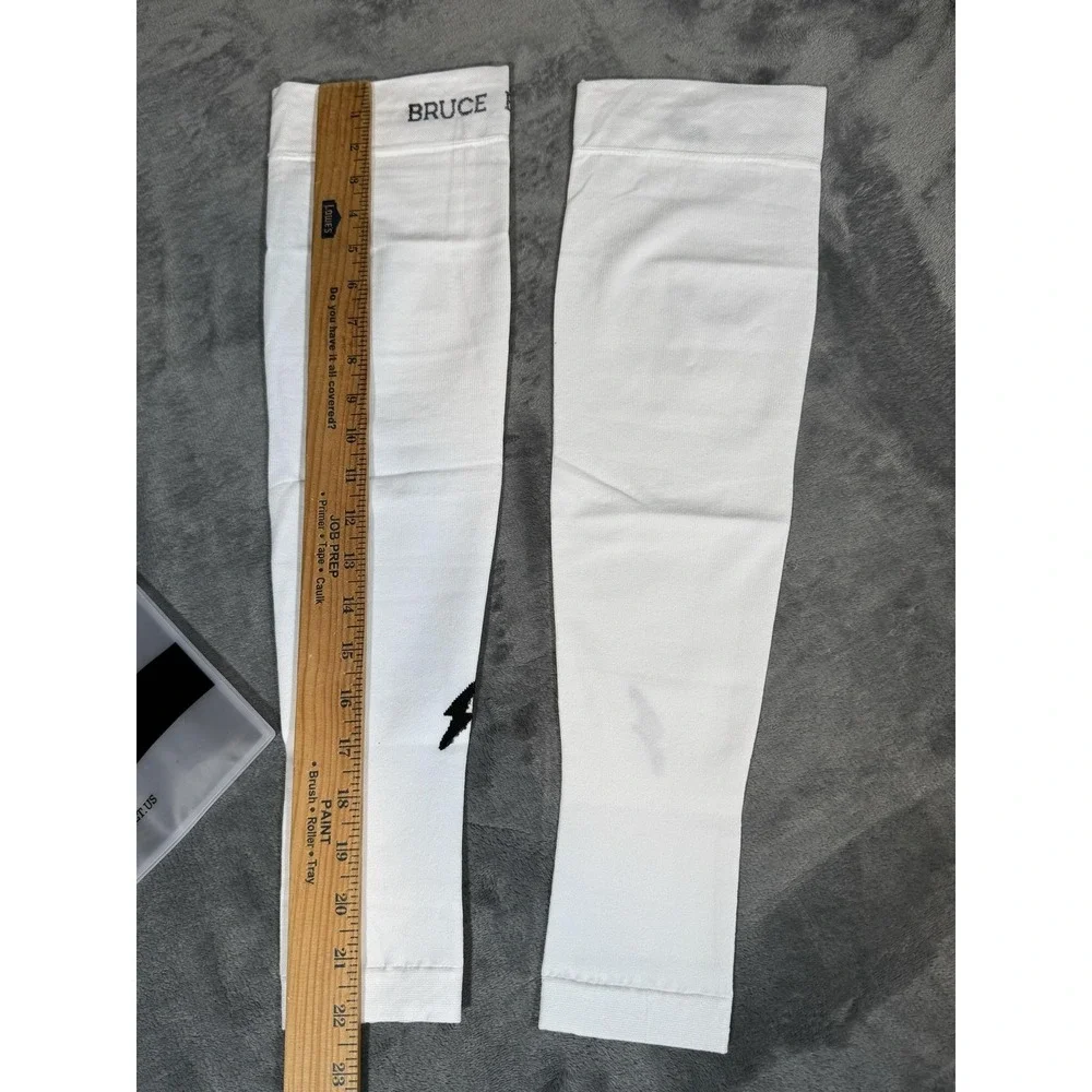 BRUCE BOLT Leg Sleeves S/M White Compression Extra Long Adult Baseball Sock